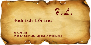 Hedrich Lőrinc névjegykártya